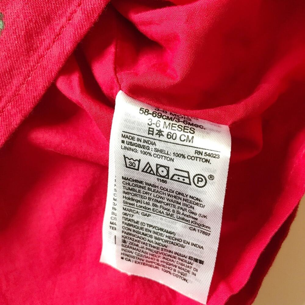 NWT Gap 100% Cotton Red Rose Dress w/Onesie 3-6M - Picture 3 of 7